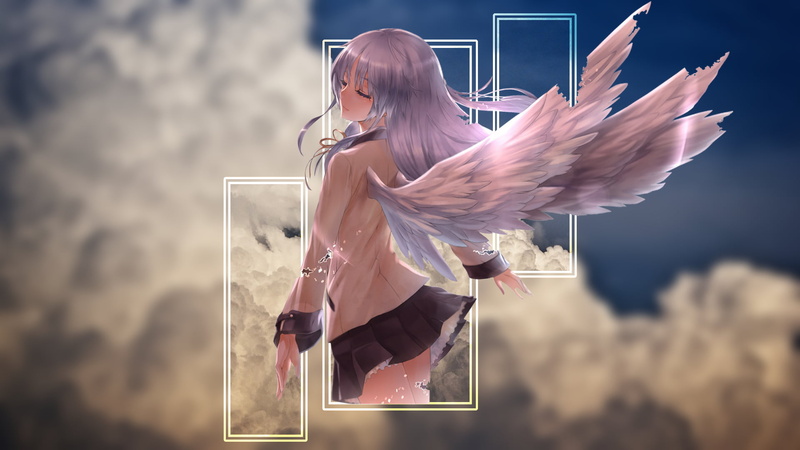clouds, Angel Beats!, angel wings, 1080P