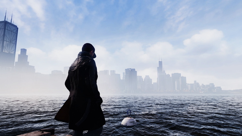 looking at view, city, video games, tower, skyscraper, Watch_Dogs, tall - high, financial district, modern, building, sky, office building exterior, outdoors