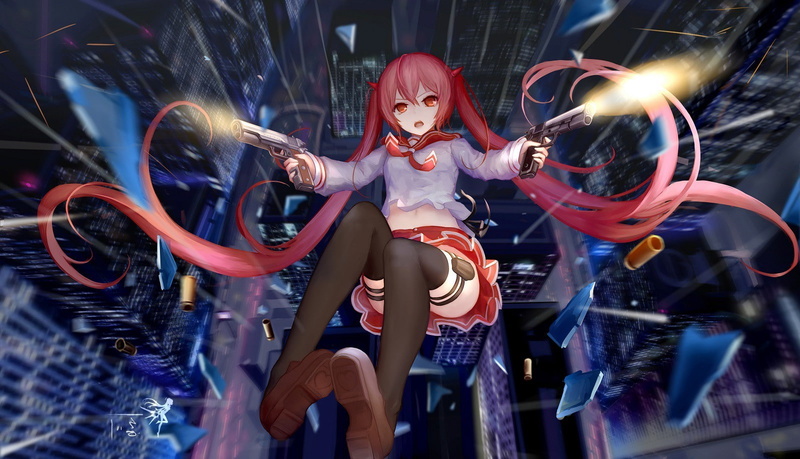 anime, Kanzaki Holmes Aria, twintails, 720P, Anime Girls, Thigh highs, Hidan No Aria, School Uniform