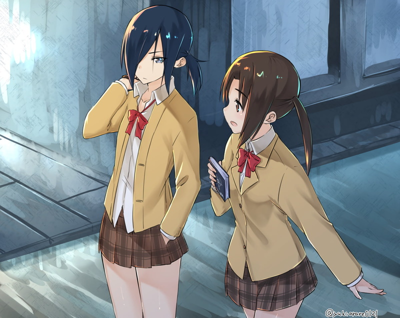 Toki-san, Seitokai Yakuindomo, lifestyles, couple - relationship, leisure activity, side view, anime girls, three quarter length, clothing, holding, casual clothing