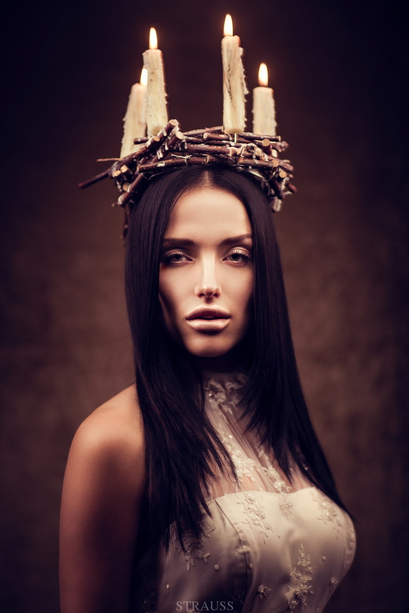 women, portrait, Martin Strauss, 720P, model, candles, 500px