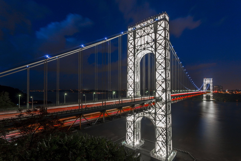 Night, Light, 1080P, George Washington Bridge, Bridges, Time-Lapse, Bridge