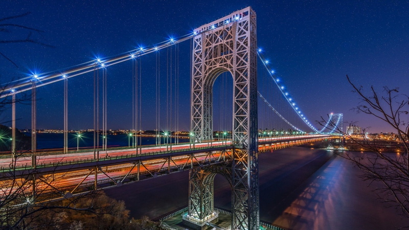 nature, building exterior, connection, bridge - man made structure, tourism, suspension bridge, transportation, engineering, skyscraper, george washington bridge