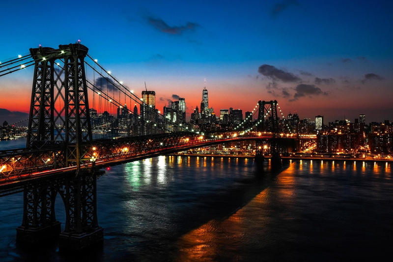 George Washington Bridge, City, Bridge, 1080P, Night, New York, Bridges, USA