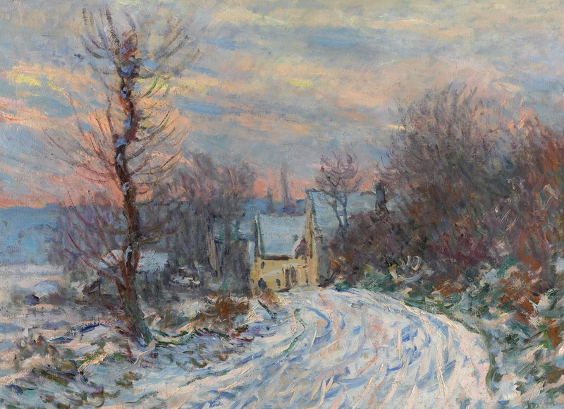 1080P, picture, landscape, Claude Monet, Road to Giverny in Winter