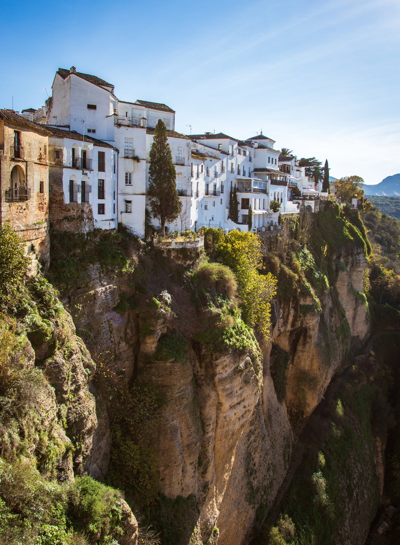 tree, rock - object, 5K, formation, rock formation, building exterior, building, nature, rock, ronda, sky, no people, the past, architecture, mountaintop