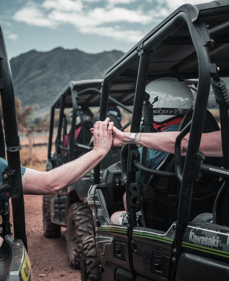 quad, travel, uniform, bikes, human body part, car, motor vehicle, public transportation, transportation, government, kawasaki, vehicle interior, holding