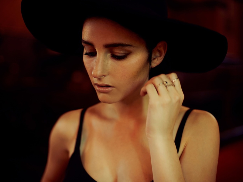 contemplation, portrait, elegance, one person, young adult, fashion model, women, eyes closed, model, clothing, hat, human body part, fashion, banks, Jillian Rose Banks