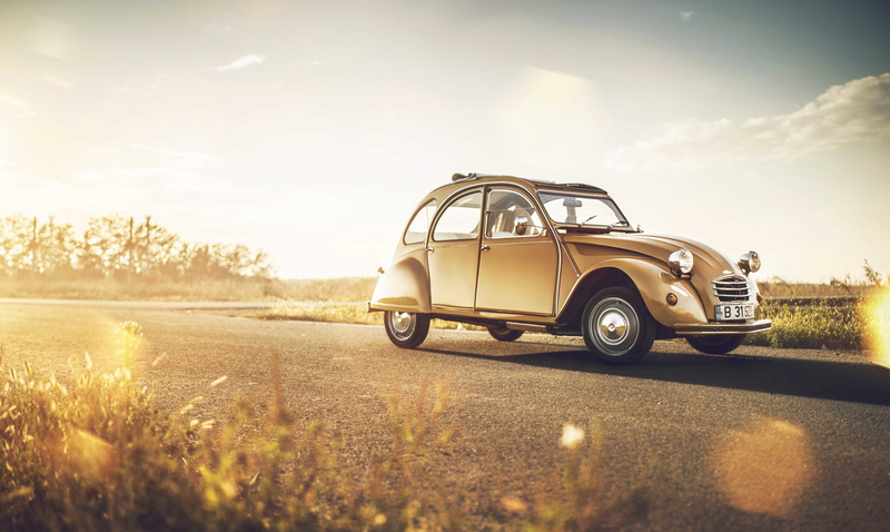 5K, wheel, the sun, Citroen, 2CV, side, road, lights