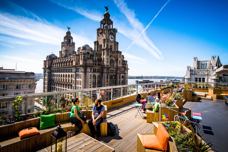 England, rooftops, architecture, Liverpool, 4K, The Royal Liver Building