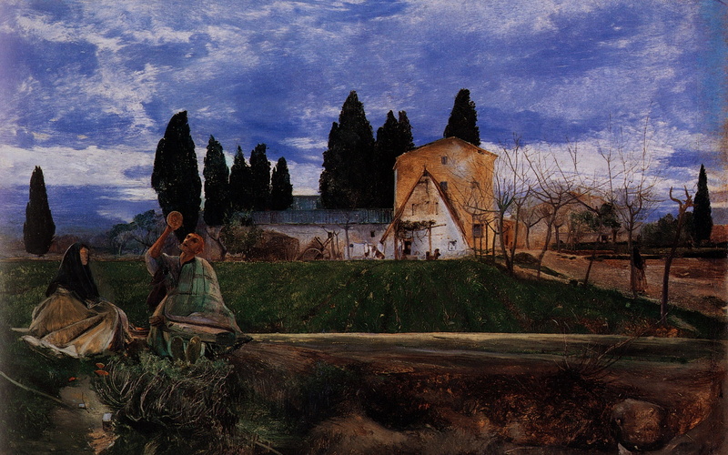 painitng, house, spain, painting, farm, village, paint, oil, countryside, 1080P, bakground, springtime