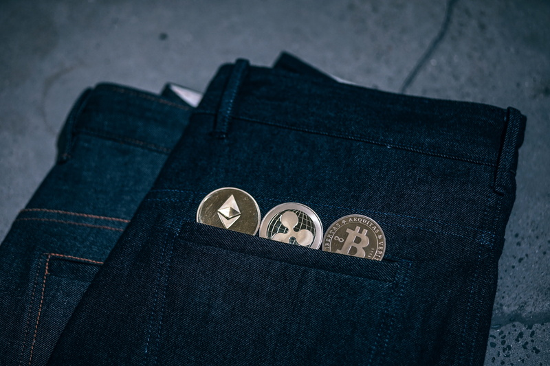 high angle view, emotion, textile, currency, casual clothing, gold, placed, physical, finance, close-up, jeans, half, 5K, denim, leather, arts culture and entertainment