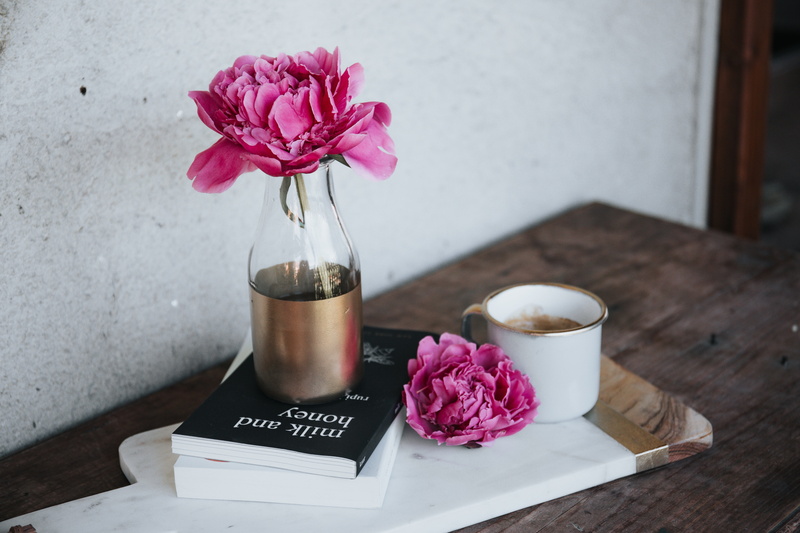 no people, covered, coffee, close-up, flowering plant, flower, vase, glass, text, book, black, indoors, display, top, books, table, 5K, petal, nature