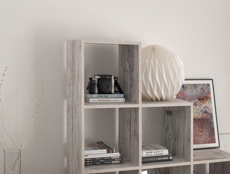 cubby, home interior, gray, wood - material, day, retro styled, furniture, indoors, shelf, origami, domestic room, luxury, polaroid, absence, closeup, modern
