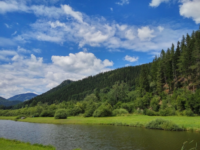 river, 4K, plant, scenics - nature, green color, nature, clouds, waterfront, growth, day, sky, landscape, semmering, blue, tranquility, lake, outdoors