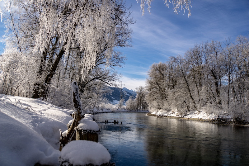 snowcapped mountain, winter, body, weather, scenery, tranquil scene, country side, outdoors, enns, bare tree, scenics - nature, fir, nature, tranquility