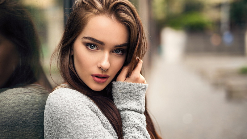 emotion, beautiful people, females, hairstyle, 1080P, reflection, headshot, teenager, portrait, depth of field, adult, fashion, women outdoors, Veronika Ožanová
