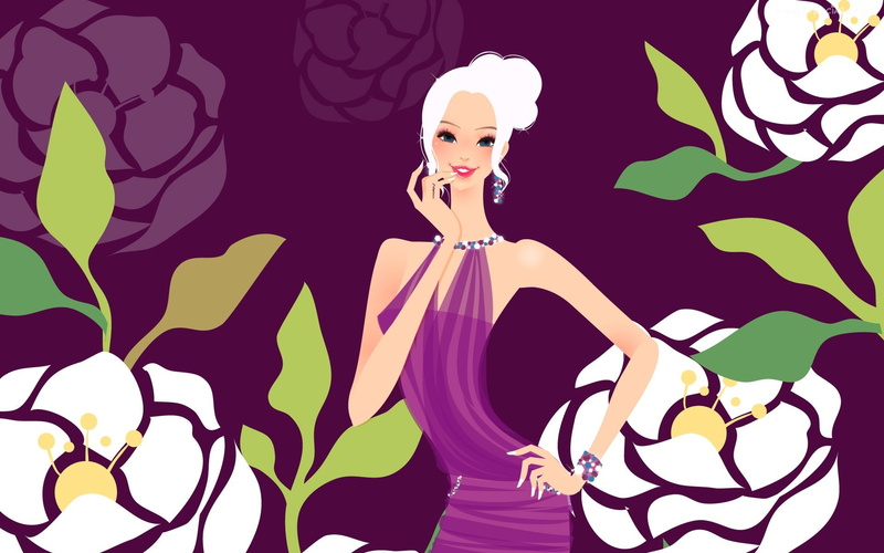abstracto, 1080P, flores, rubia, vector, mujer