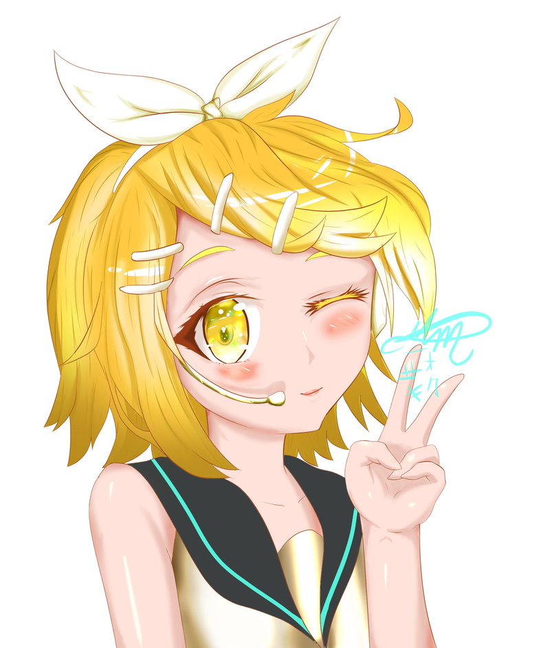 Vocaloid, pelo corto, rubia, Kagamine Rin, digital, marinera, 2K