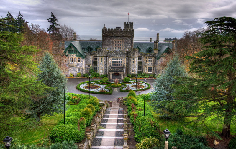 garden, direction, British, mansion, history, tree, the way forward, concrete, 2K, lights, building, castle, trees, garden path, alley, day, built structure