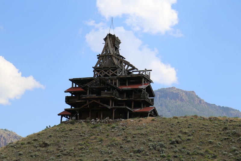 yellowstone, hiking, cliff, road trip, home, building exterior, house, landscape, low angle view, religion, belief, blue, scenic, built structure, hill