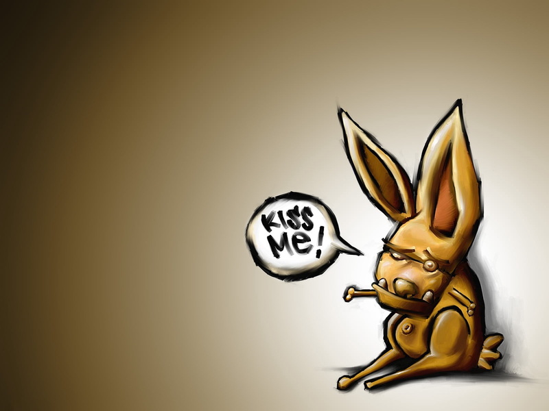 animal, no people, representation, gold colored, sorrow, yellow, colored background, single object, illustration, gold, animal representation, kiss, rabbit