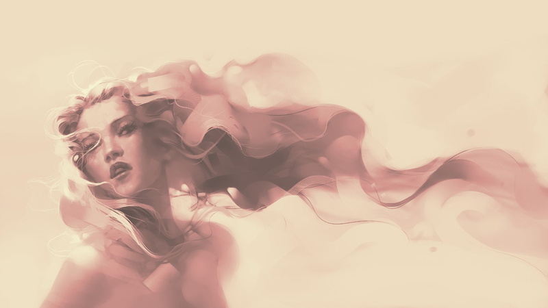 redhead, pinup models, drawing, 1080P