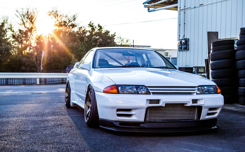 skyline, car, Nissan, white, 4K, front angle view, gtr r32