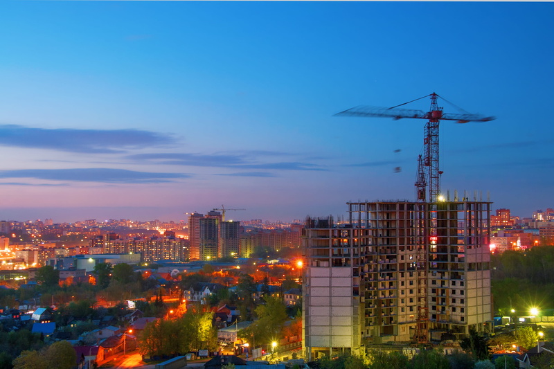 ufa, construction, cityscape, road, night, architecture, twilight, 2K, machinery, building exterior, tall - high, skyline, structures, street, build, development