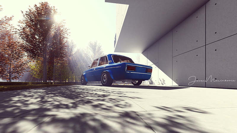 LADA, render, blue, 1080P, car, Old School Wheels