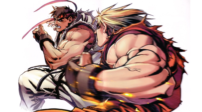 vs, Street Fighter, close-up, ken, representation, street, 4K, clothing, black color, Games, female likeness, fighter, studio shot, white background