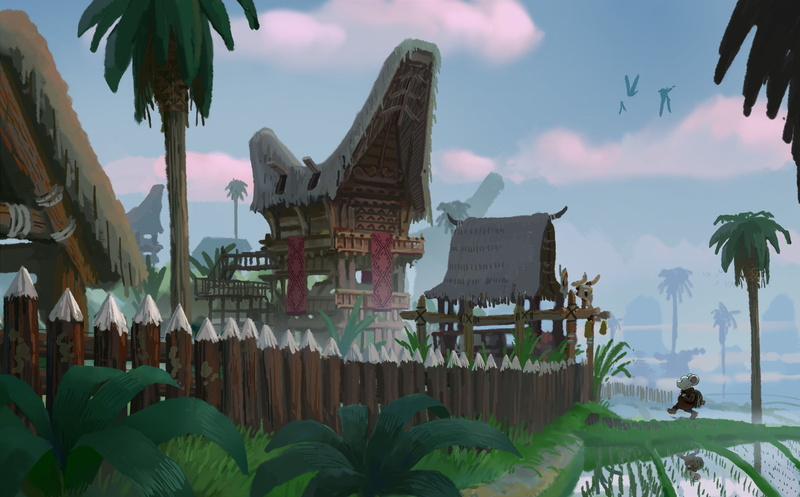 birds, trees, water, wood fence, fence, rodent, Ryo Yambe, clouds, palm trees, 1080P, backpacks, plants, mice