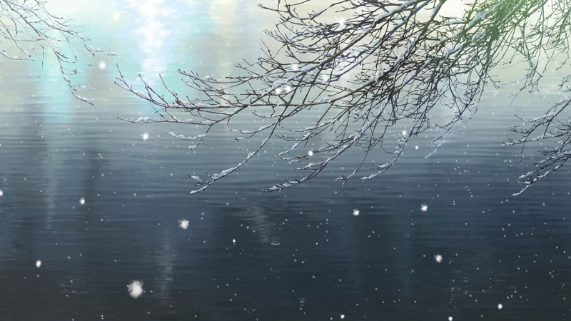 1080P, The Garden of Words, snow, branch, water