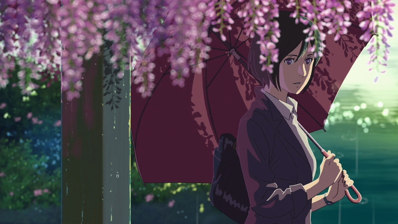 1080P, Yukino Yukari, umbrella, flowers, Makoto Shinkai