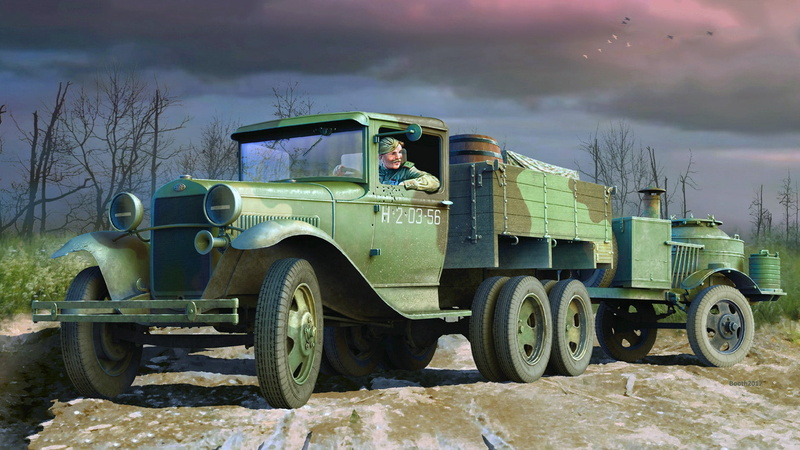 1080P, USSR, Soviet truck, GAZ-AAA, field kitchen, terrain