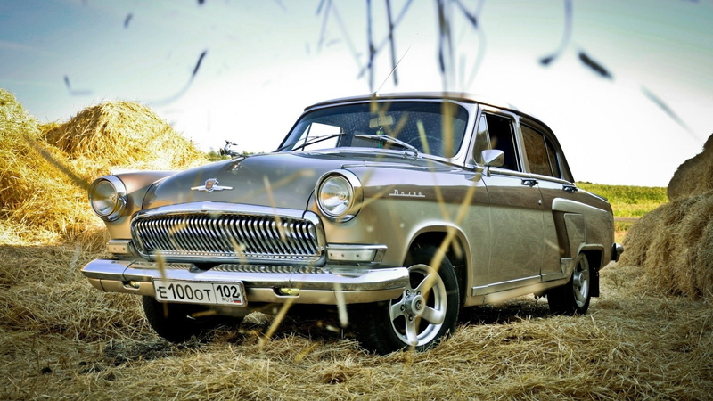 Volga, nature, 1080P, vehicle, gaz, 21, straw, Russian Cars, car, Depth Of Field