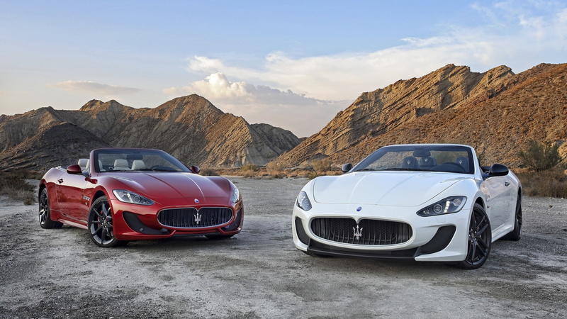 white, Maserati, supercars, Two, grancabrio, grand, turismo, red, 2K, Supercar