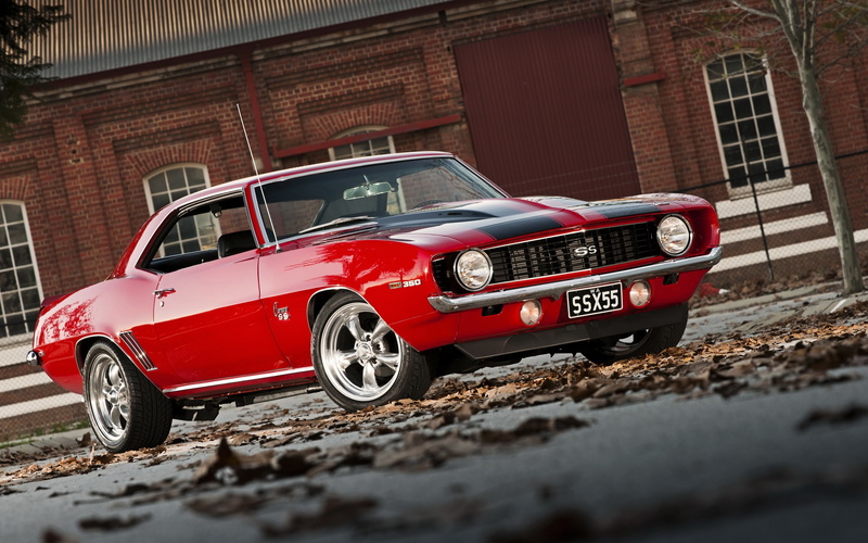 View, camaro, Side, Red, Car, muscle, Chevrolet, 2K