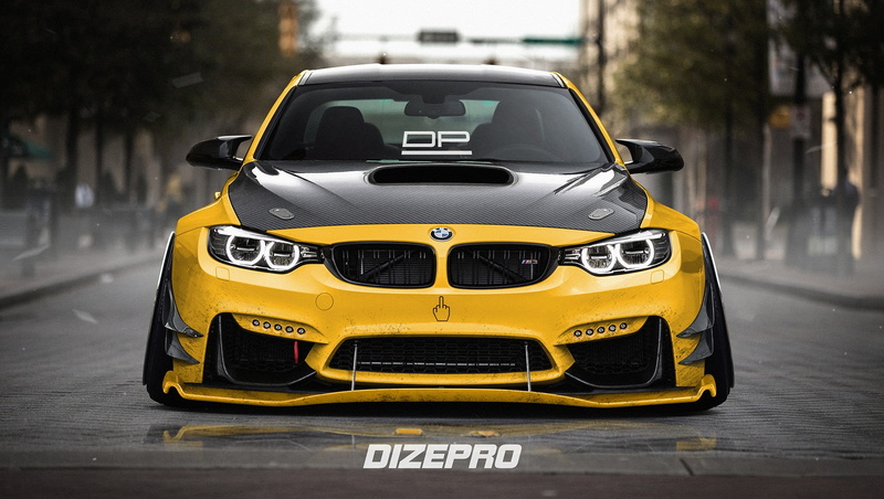 Yellow, Machine, Rendering, BMW M3, by Dmitry Strukov, Auto, Dmitry Strukov, 1080P, BMW, Dizepro