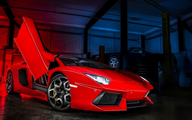 View, 1080P, Red, Lamborghini, Front, aventador, lp, Supercar