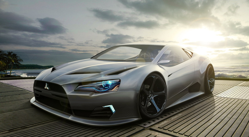 side View, outdoors, speed, alloy Wheel, chrome, sports Car, sunlight, 1080P, car, candidate Vocabulary, cloud - sky, gray, nature, mitsubishi, land Vehicle