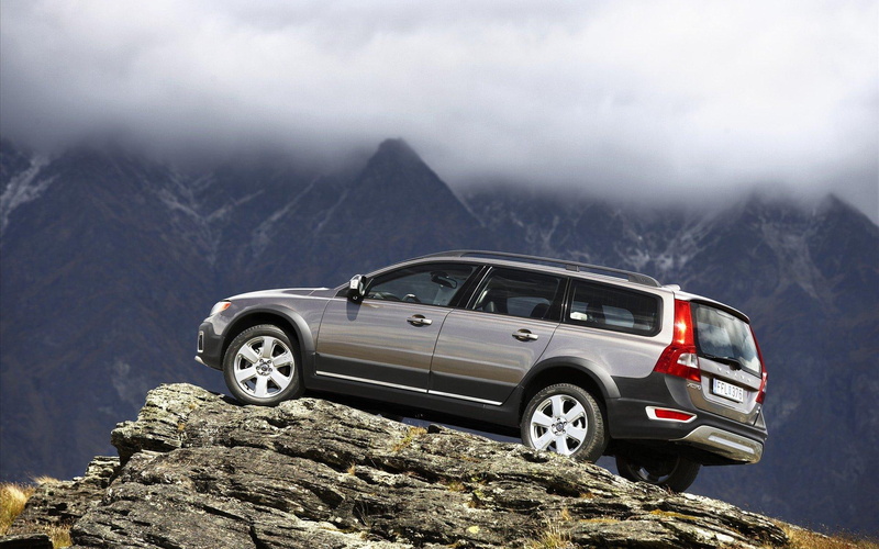 cars, stone, mountain, suv, 1080P, xc, brown, volvo