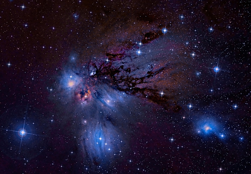 purple, NGC-2170, nebula, black, reflecting, Unicorn, in the constellation, 4K