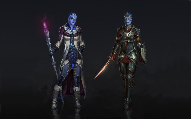sorceress, Liara, game, black background, sculpture, concept, full length, human representation, people, night, creativity, Samara, indoors