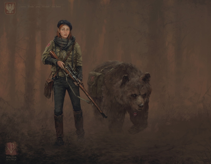 Fan Art, Polish, digital art, bears, 30, Nagant M91, Jakub Różalski, illustration, Mosin, Wojtek, 1080P