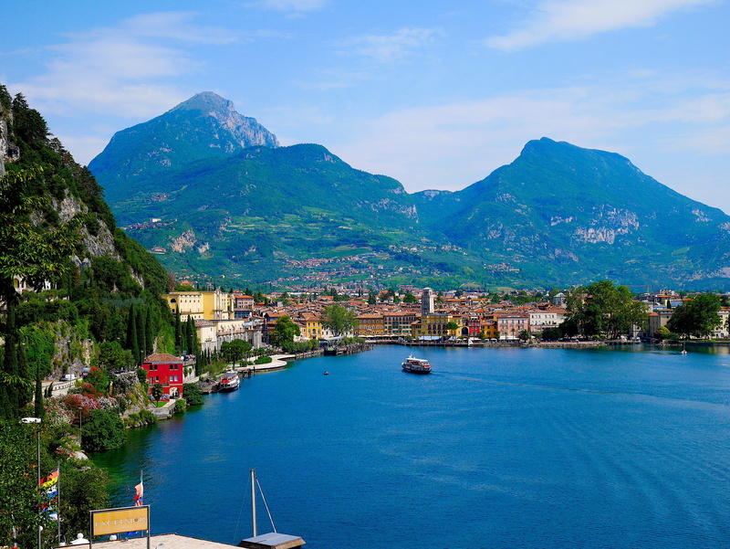 riva, bike ride, mountain range, garda, nature, lake view, building exterior, italy, nautical vessel, bank, architecture, outdoors, built structure, land