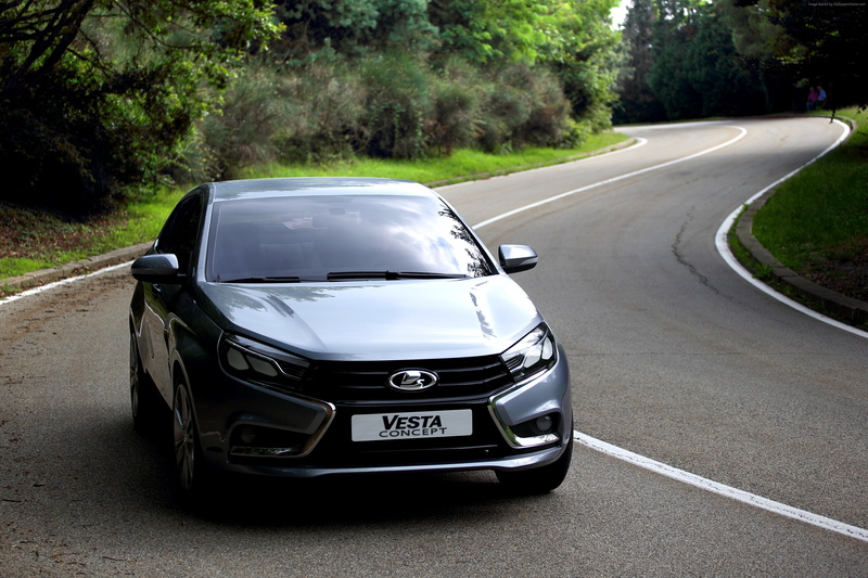 sports car, front, 2015 cars, Kalina, city cars, 2K, Lada Vesta, test drive, review, side