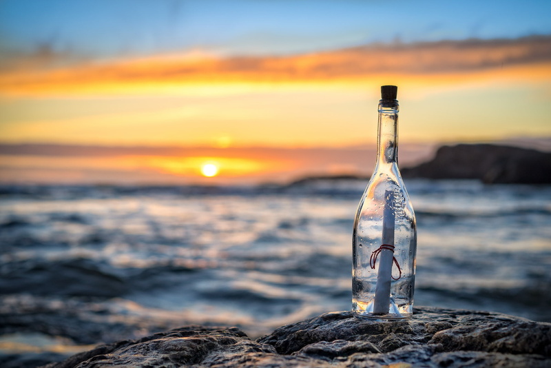 sea, letter, 1080P, bottle, message, sunset