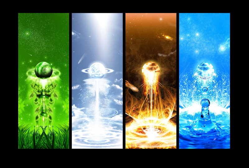 black, water, fire, elements, space, x, background, earth, 720P, elemental, wind, panels, planets, art, hd