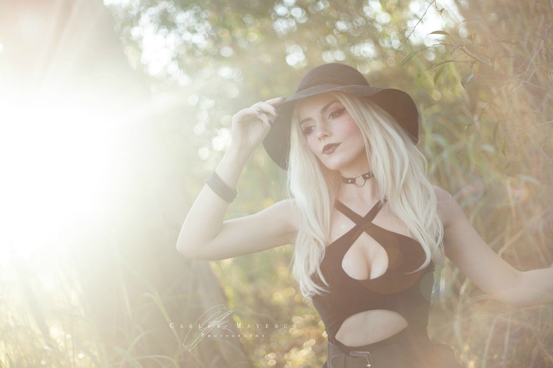 black outfits, 720P, Katyuska Moonfox, model, women outdoors, blonde, sun hats, nature